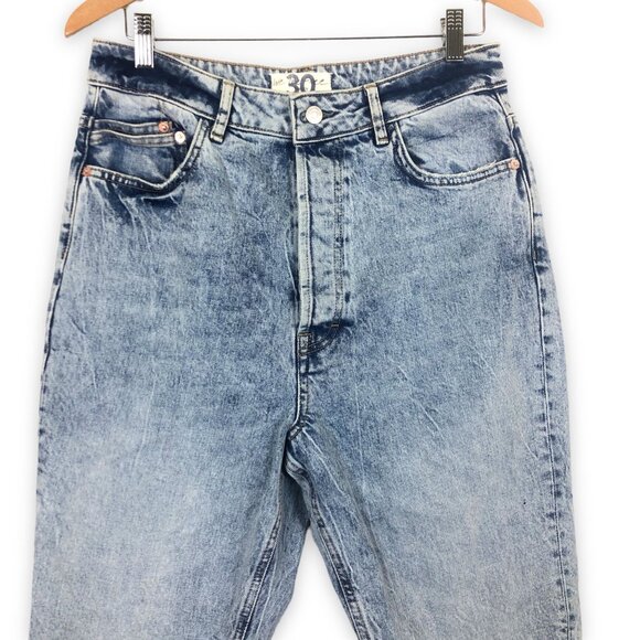 We The Free Women's Lived in Blue Jeans Sz 30 High Waist Button Fly Acid Wash - Picture 7 of 12